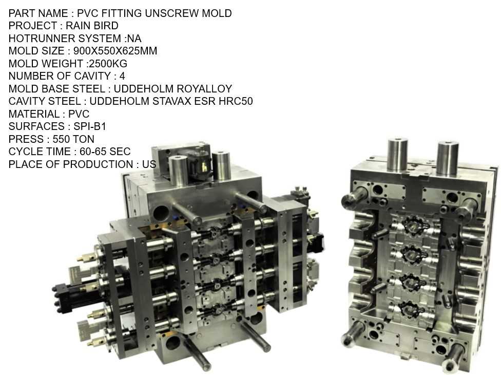 pvc fitting unscrew mold